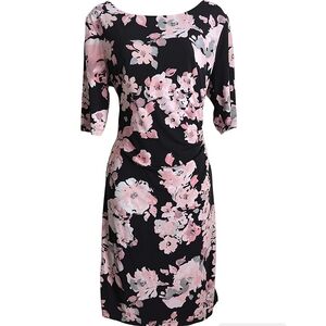Black And Pink Floral Spring Dress 10